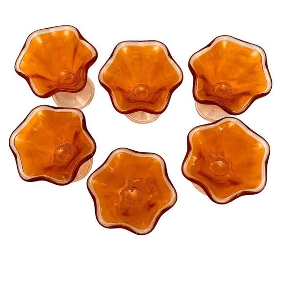 Set-6 Martini Margarita Dessert Ruffles Edges Hard Glass Plastic Outdoor/Indoor - Picture 6 of 9